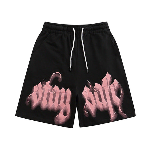 Men Shorts Graffiti Letter Print Casual Shorts