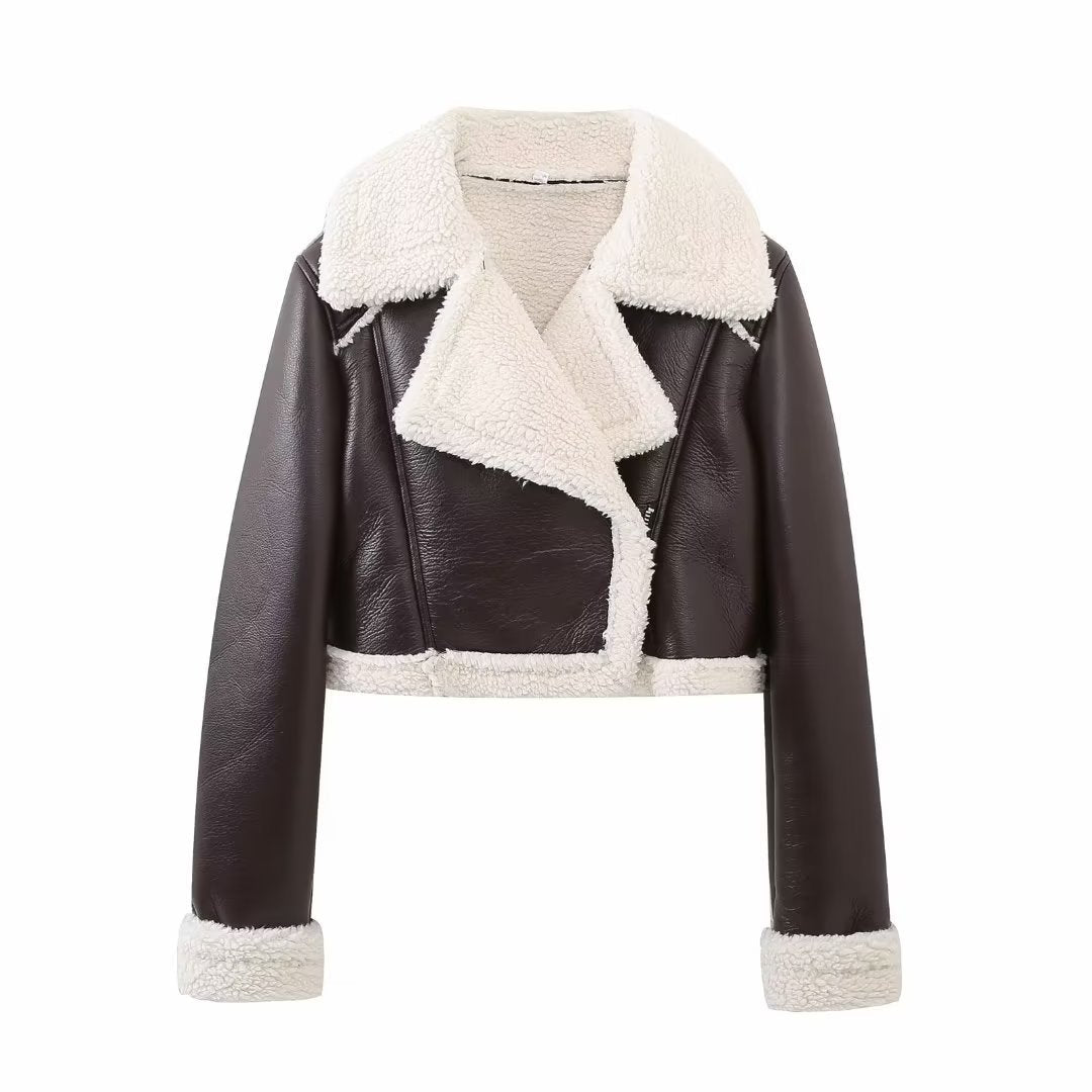 Women Cotton Coat French Casual Double-Sided Jacket