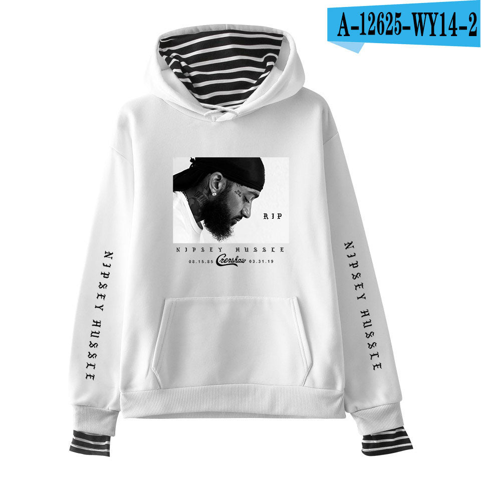 Nipsey Hussle Hoodie Rap Singer Trend False Two-Piece Sweaters