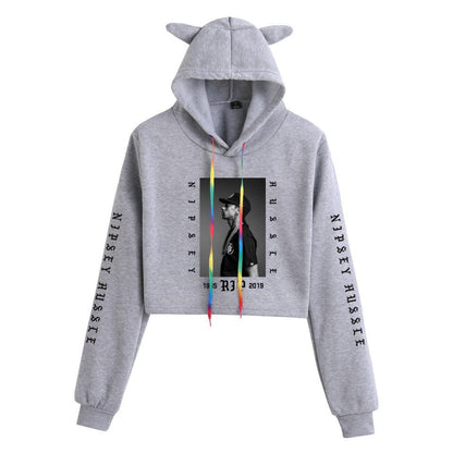 Nipsey Hussle Hoodie Rap Loose Cat Ears Sweater for Women