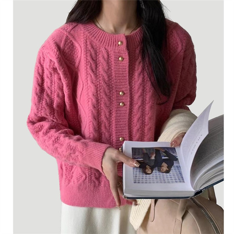 Women Knitted Cardigan Spring Single-Breasted Short Knitted Jacket