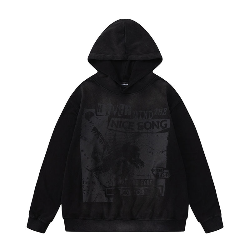 Men Hoodie Letter Graffiti Printed Hoodie Winter