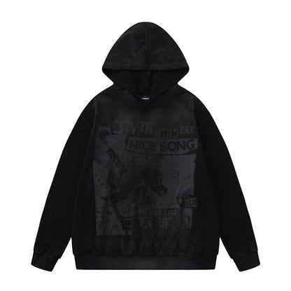 Men Hoodie Letter Graffiti Printed Hoodie Winter
