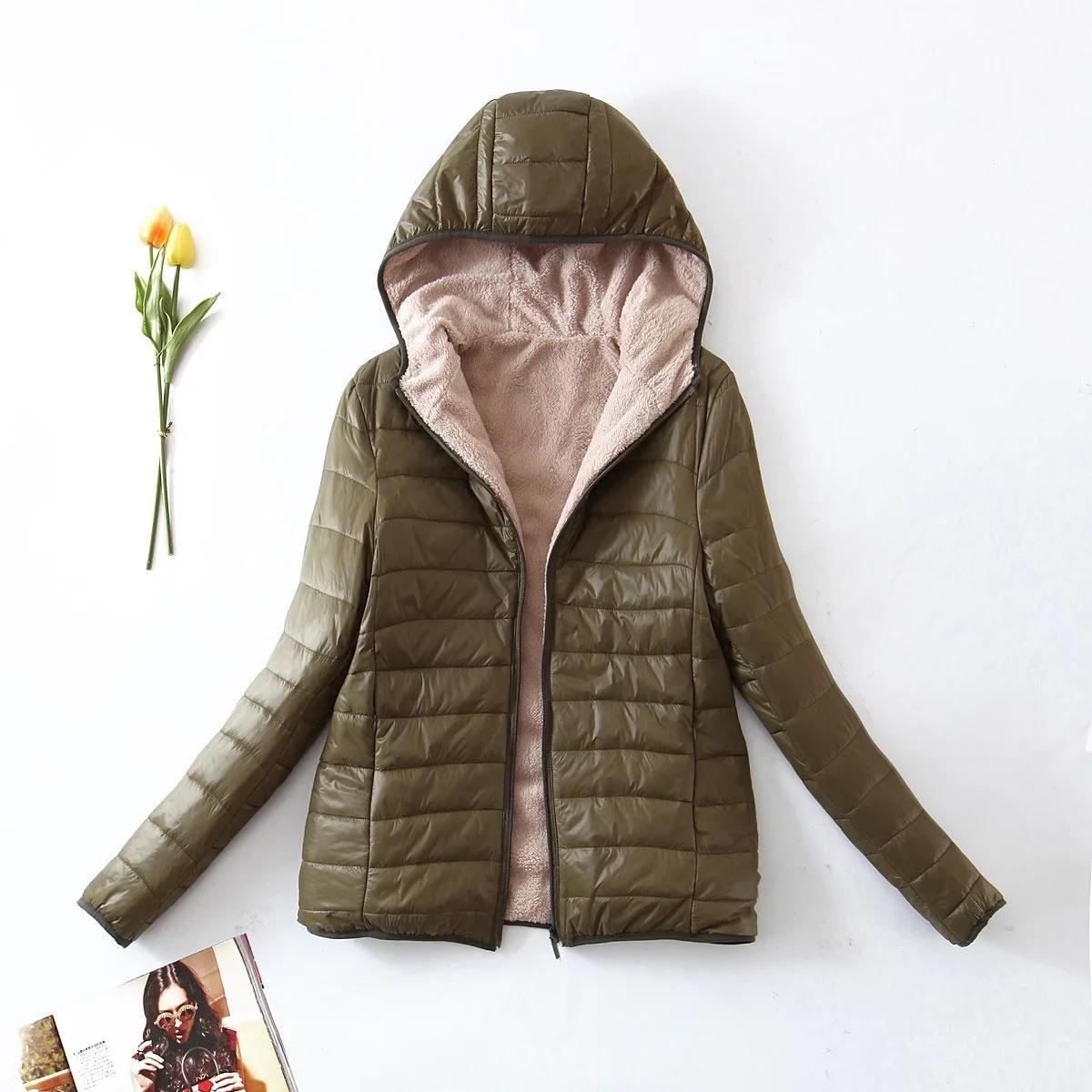 Women Cotton Coat Slim Fit Fleece-lined Warm Faux Cashmere