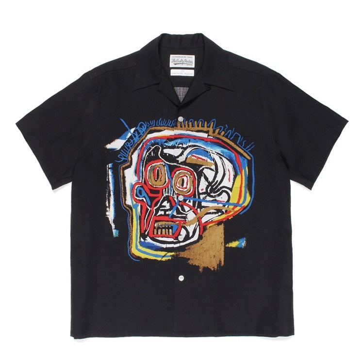 GUILTYPARTIES TIGER Shirts Joint Japanese Basquiat Graffiti Short Sleeve Flower Shirt