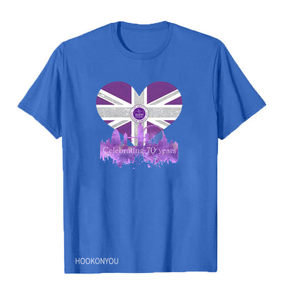 Inspired by Queen's Platinum Jubilee 2022 Elizabeth 70 Years T-shirt round Neck Short Sleeve T-shirt