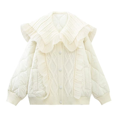 Women Cotton Coat Loose Slim Patchwork Coat Princess
