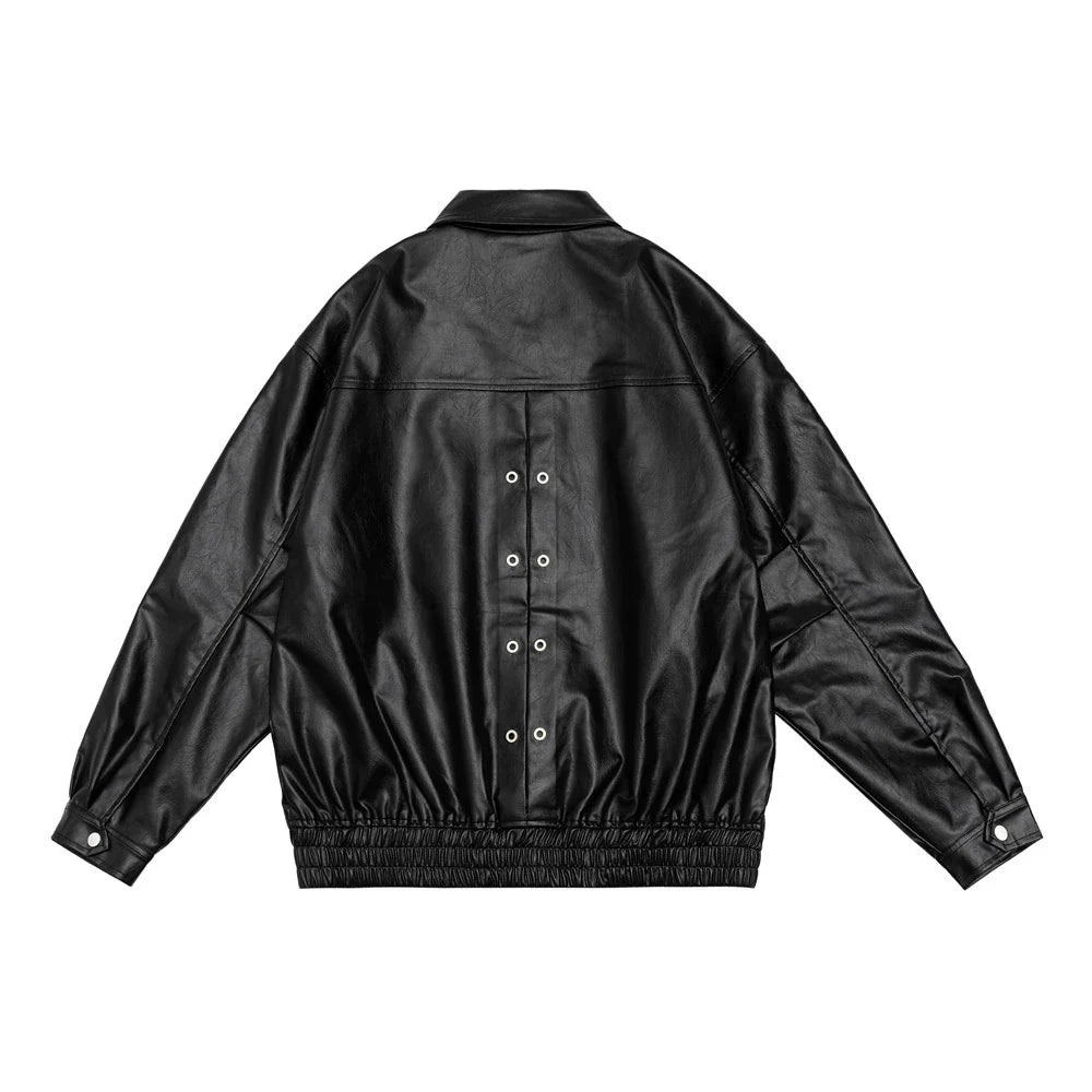 Men Jacket Coat Motorcycle Clothing Leather Coat Men's Loose Pu Leather Jacket Spring and Autumn