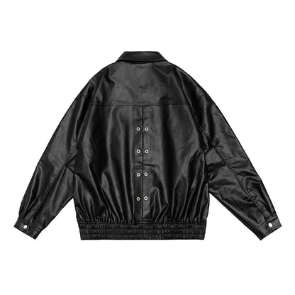 Men Jacket Coat Motorcycle Clothing Leather Coat Men's Loose Pu Leather Jacket Spring and Autumn