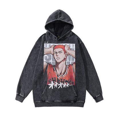 Men Hoodie Bear Printed Sports Hoodie Distressed Hooded Sweater