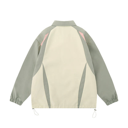 Men Jacket Coat Contrast Color Lapels Jacket Men's Loose Vintage Casual Jacket