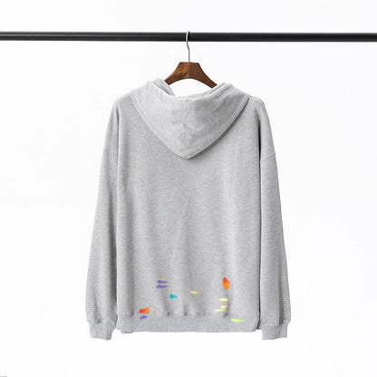 Gallery Dept Hoodie Luo Hand Painted Graffiti Letter Printing Pure Cotton