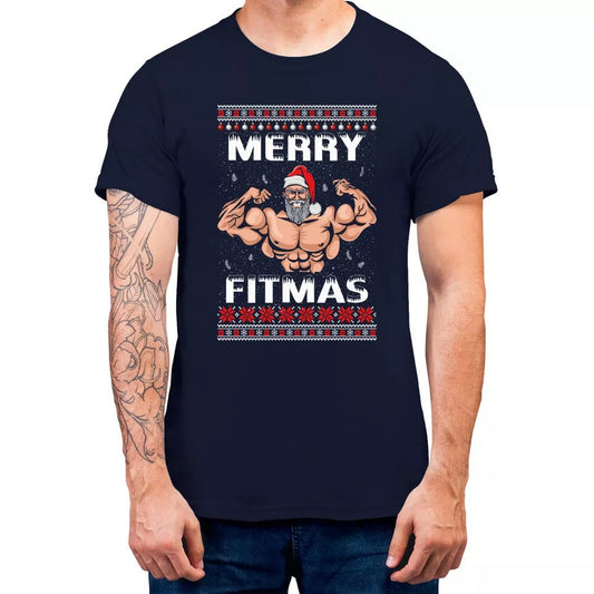 Merry Fitmas Christmas Gym Sport T-shirt For Funny Christmas