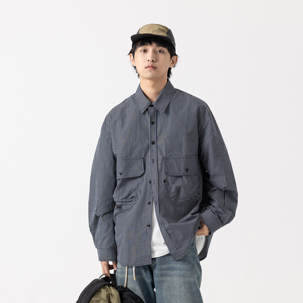 Unisex Shirt Vintage Large Loose Pockets Plaid