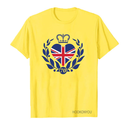 Inspired by Queen's Platinum Jubilee 2022 Elizabeth 70 Years T-shirt Printed round Neck Short Sleeve T-shirt