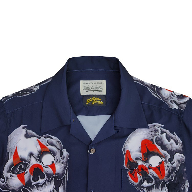 GUILTYPARTIES TIGER Shirts Skull Hawaiian Long Sleeve Shirt