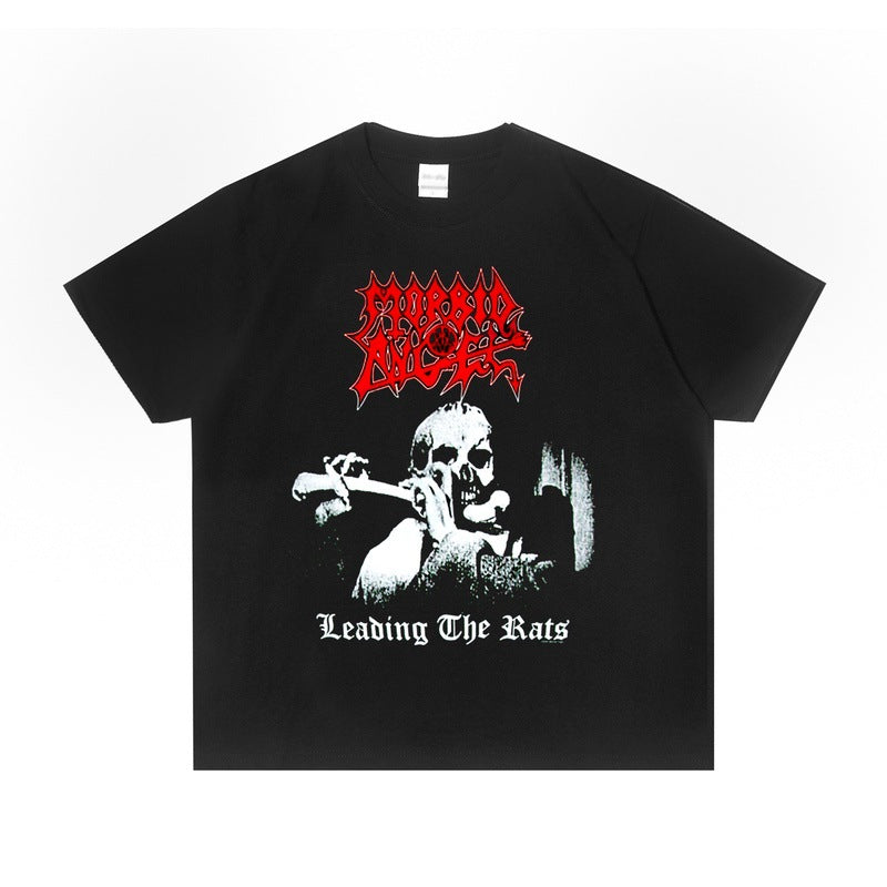 Rock Star T Shirt European and American Morbid Angel Band Morbid Angel Is Rock Print T-shirt Short Sleeve Loose