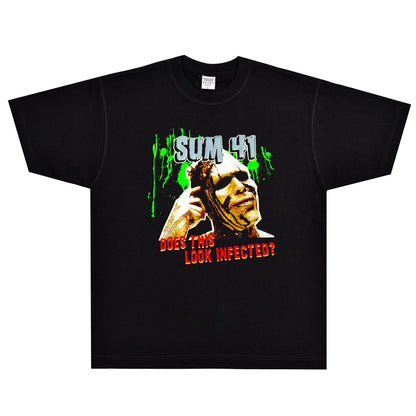 Rock Star T Shirt Sum 41 Does This Lookinfected T-shirt Rock Band American Style Vintage Short Sleeve