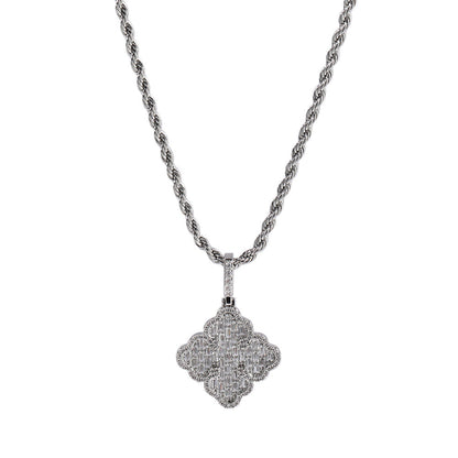 Jewelry Luxury Full Diamond Clover Pendant Female ins Wind 5A Zircon Necklace snowflake St. Valentine's Spectrum