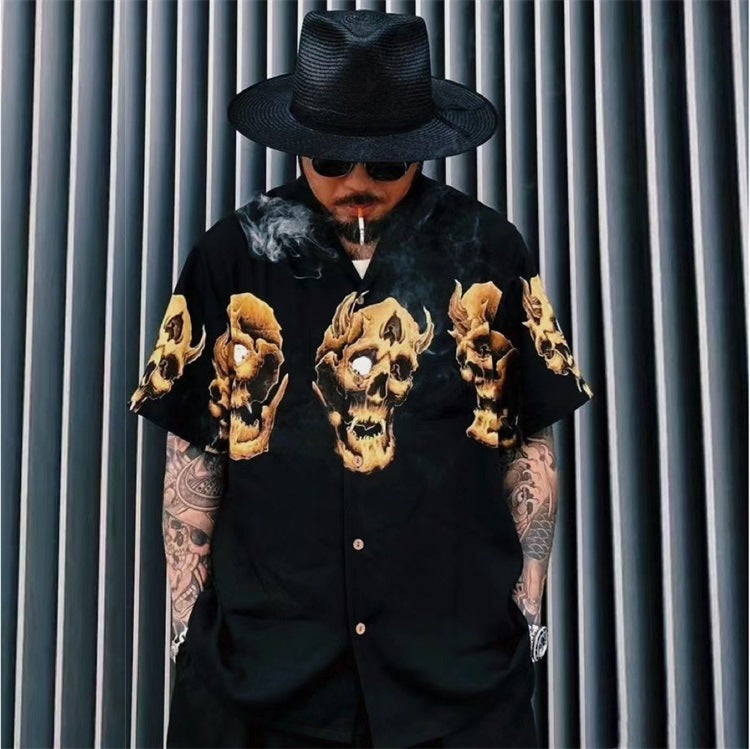 GUILTYPARTIES TIGER Shirts Skull Hawaiian Short Sleeves