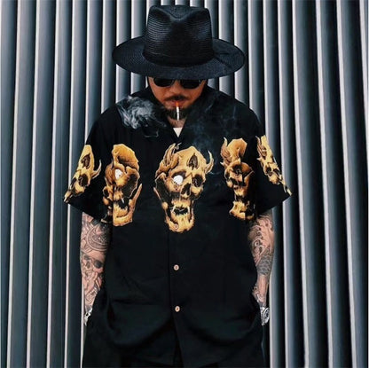 GUILTYPARTIES TIGER Shirts Skull Hawaiian Short Sleeves