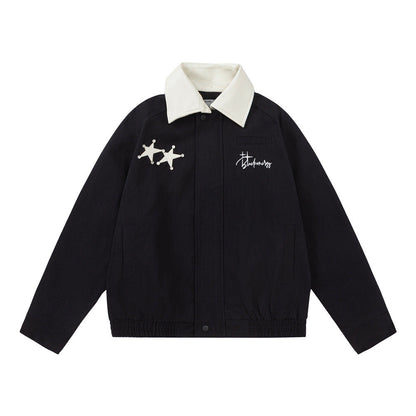 Men Jacket Coat Turn-down Collar Coat Men's Autumn Loose Pilot Jacket Baseball Uniform
