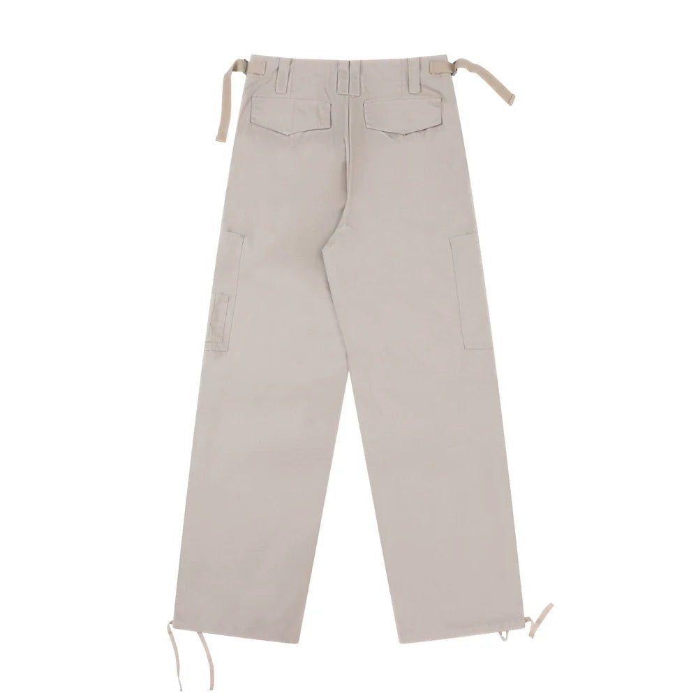 Men Sweatpants Casual Straight Trousers Loose Cargo Pleated Drawstring Ankle Banded Pants