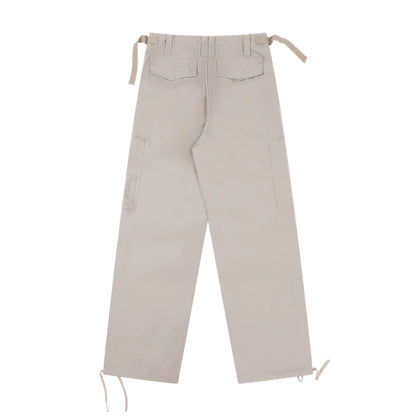 Men Sweatpants Casual Straight Trousers Loose Cargo Pleated Drawstring Ankle Banded Pants