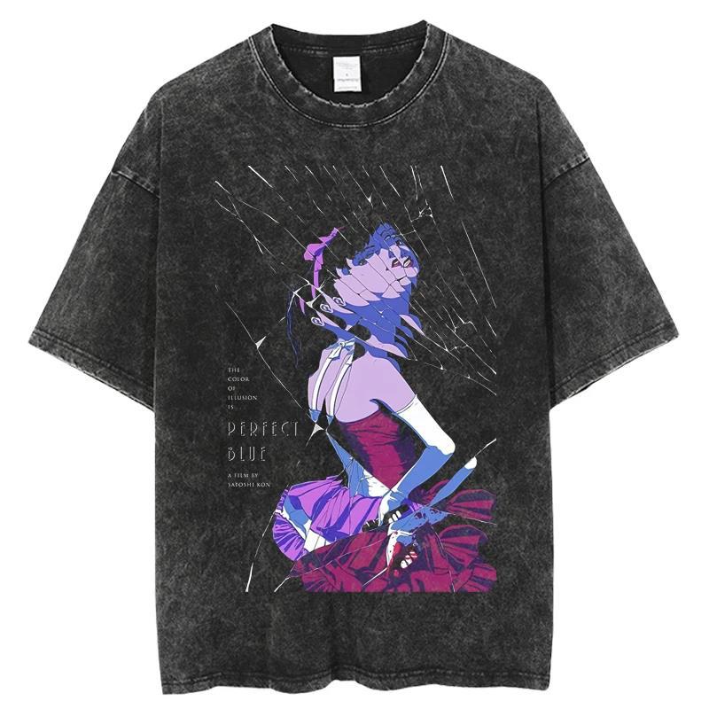 Japanese Anime Vintage Washed Perfect Blue T Shirt Men Women