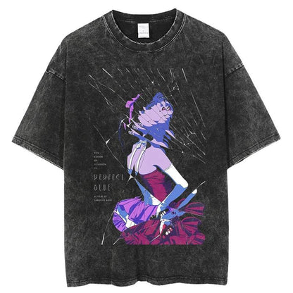 Japanese Anime Vintage Washed Perfect Blue T Shirt Men Women