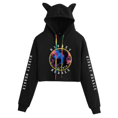 Nipsey Hussle Hoodie Rap Loose Cat Ears Sweater for Women