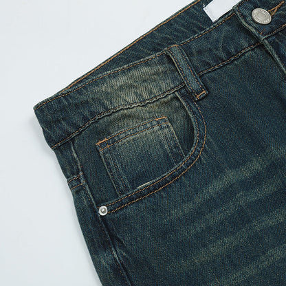 Men Jeans Vintage Washed Retro Loose Casual