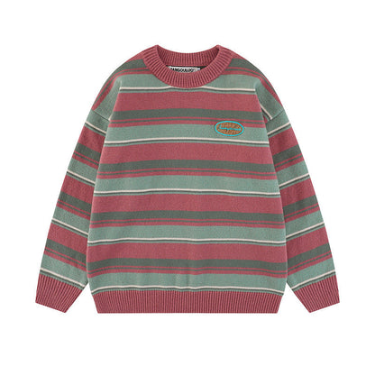 Women Sweater Striped Sweater Loose Couple