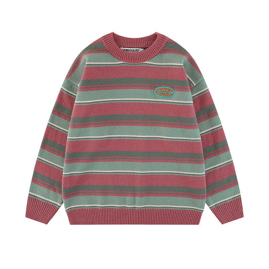 Women Sweater Striped Sweater Loose Couple