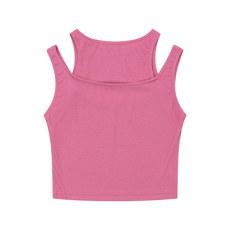 Women Vest Ty2g Vintage Slim-Fitting Suspenders Vest