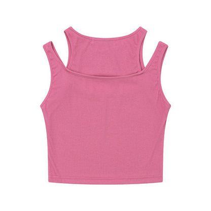 Women Vest Ty2g Vintage Slim-Fitting Suspenders Vest
