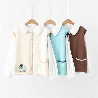 Women Knitted Cardigan Spring Knitted Embroidered Single Breasted Vest Jacket