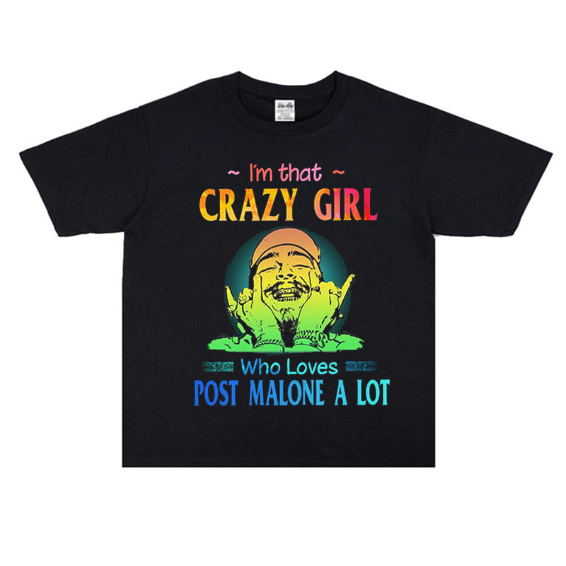 Rock Star T Shirt Post Malone Fashion Brand Personalized Printed Cotton T-shirt Short Sleeve round Neck Loose