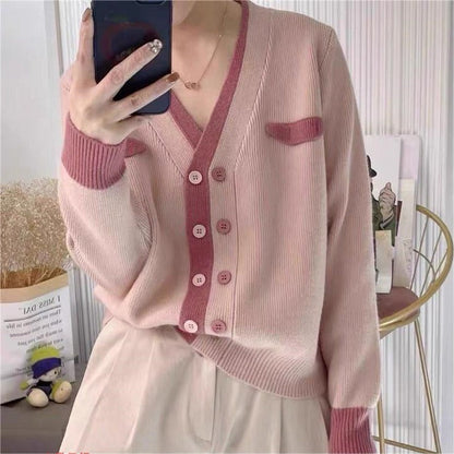 Women Knitted Cardigan Autumn and Winter Knitted Sweater Loose Long Sleeve Jacket