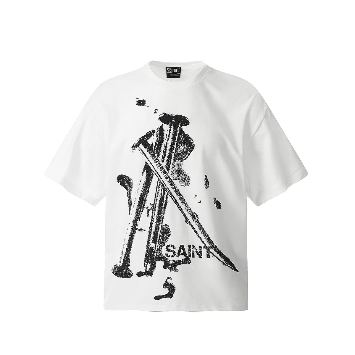 Unisex T-Shirts Saint Michael Fun Nail Print Casual Loose T-Shirt