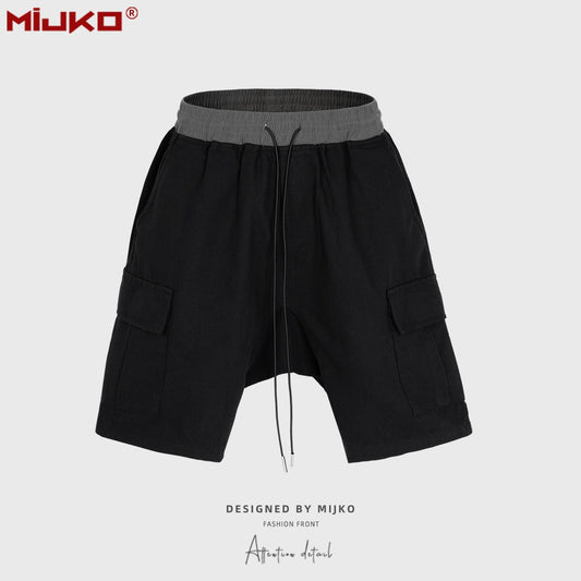 MIJKO Mens Shorts Drawstring Casual Unisex Shorts
