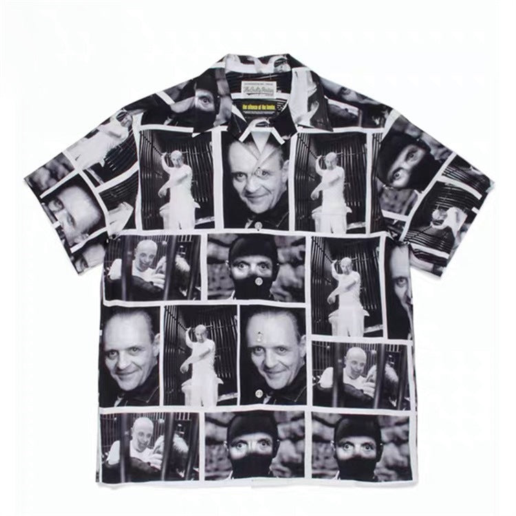 GUILTYPARTIES TIGER Shirts Joint Japanese Basquiat Graffiti Short Sleeve Flower Shirt