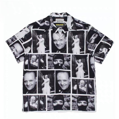 GUILTYPARTIES TIGER Shirts Joint Japanese Basquiat Graffiti Short Sleeve Flower Shirt
