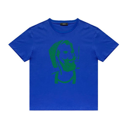 Amiri T Shirt Letter Print Casual Hip Hop High Street round Neck Short Sleeve T-shirt