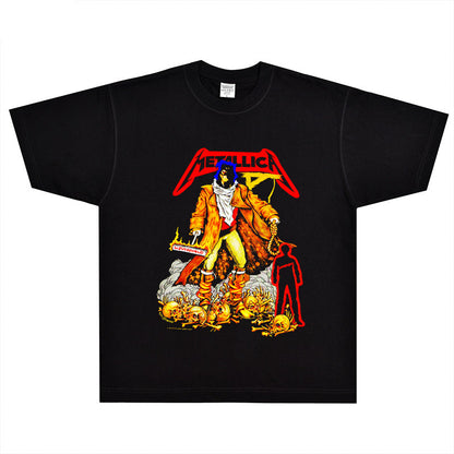 Rock Star T Shirt Metallica Metal Band T-shirt Rock American Retro Loose Vintage Short Sleeve