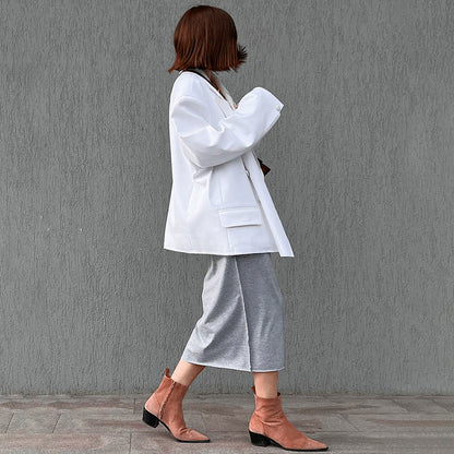 Women Trench Coat Simple White Small Suit Jacket