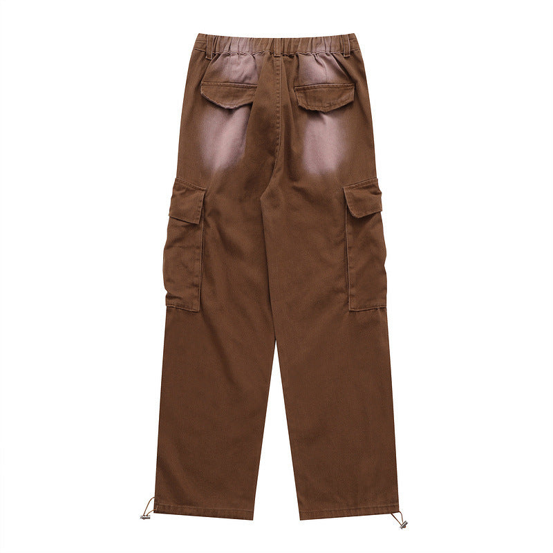Women Sweatpants Multi-Pocket Workwear Straight Jeans