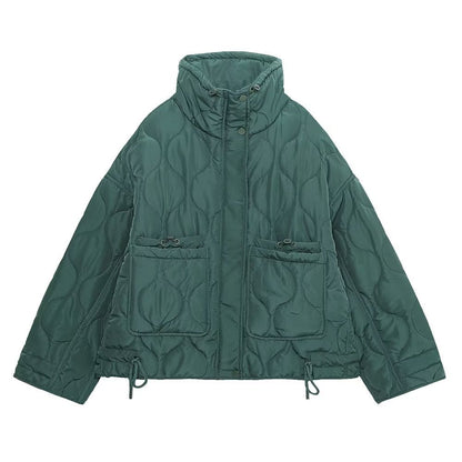Women Cotton Coat Fashion Casual Stand Collar Coat