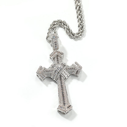 Jewelry Cross Pendant Copper Set Zircon Necklace Crosses Egypt Pieces Jesus Pieces