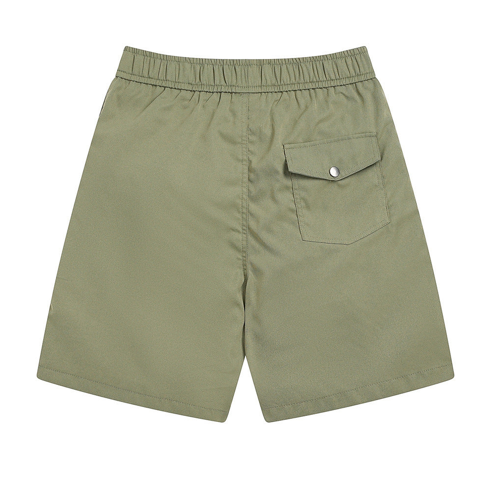 Men Shorts with Belt Workwear Loose Solid Color